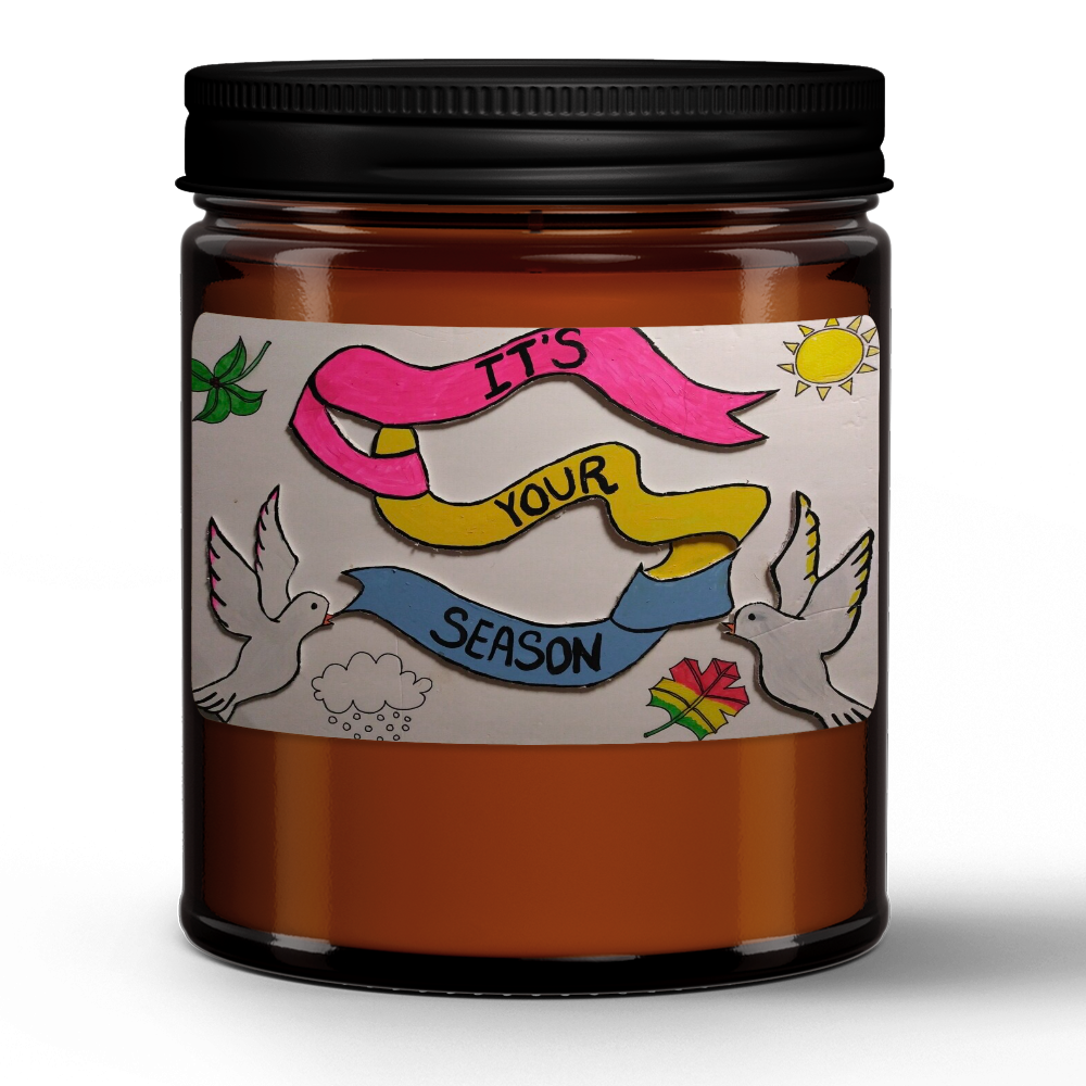 Natural Wax Candle in Amber Jar (9oz) Gardenia Blossom